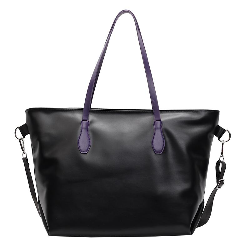 

Женская сумка-тоут большой вместимости, однотонная сумка через плечо, сумка через подмышку чёрный/фиолетовый