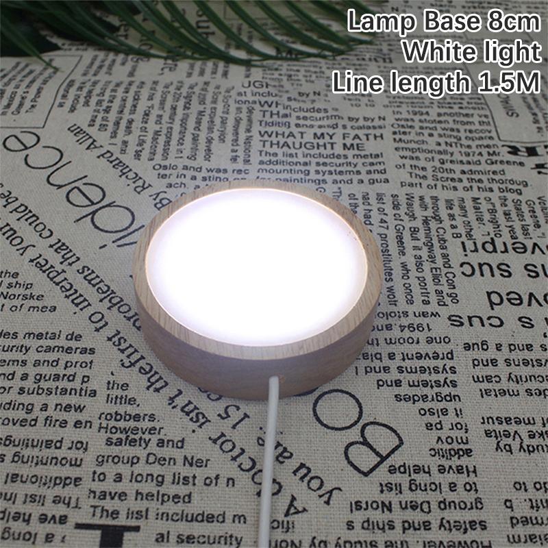 Round Wooden Led Night Light Base Display Stand For Crystals Glass Ball Decor