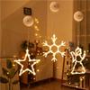 Christmas Window Hanging LED Light Suction Cup Stars Snowflake Bell Decoration Shop Window Glass Atmosphere Scene Christmas Eve