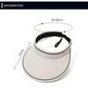 1 Stück 12 cm breiter Rand Leerer Oberteil Sonnenhut für Damen Sommer Outdoor UPF50+ UV-Schutz Radkappen Koreanischer Faltbarer Sonnenvisier Hüte