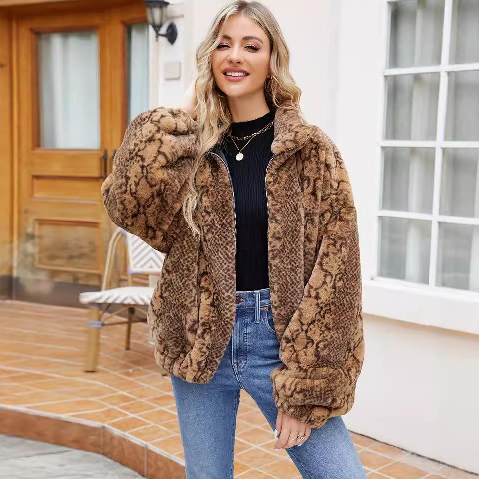 0 Wool Women's Imitation Fur Jacket Top Women's Clothing Autumn and Winter Loose Jacket