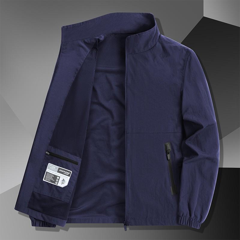 Giacca a vento leggera da uomo con colletto alla coreana, autunnale, casual, sportiva, vestibilità ampia