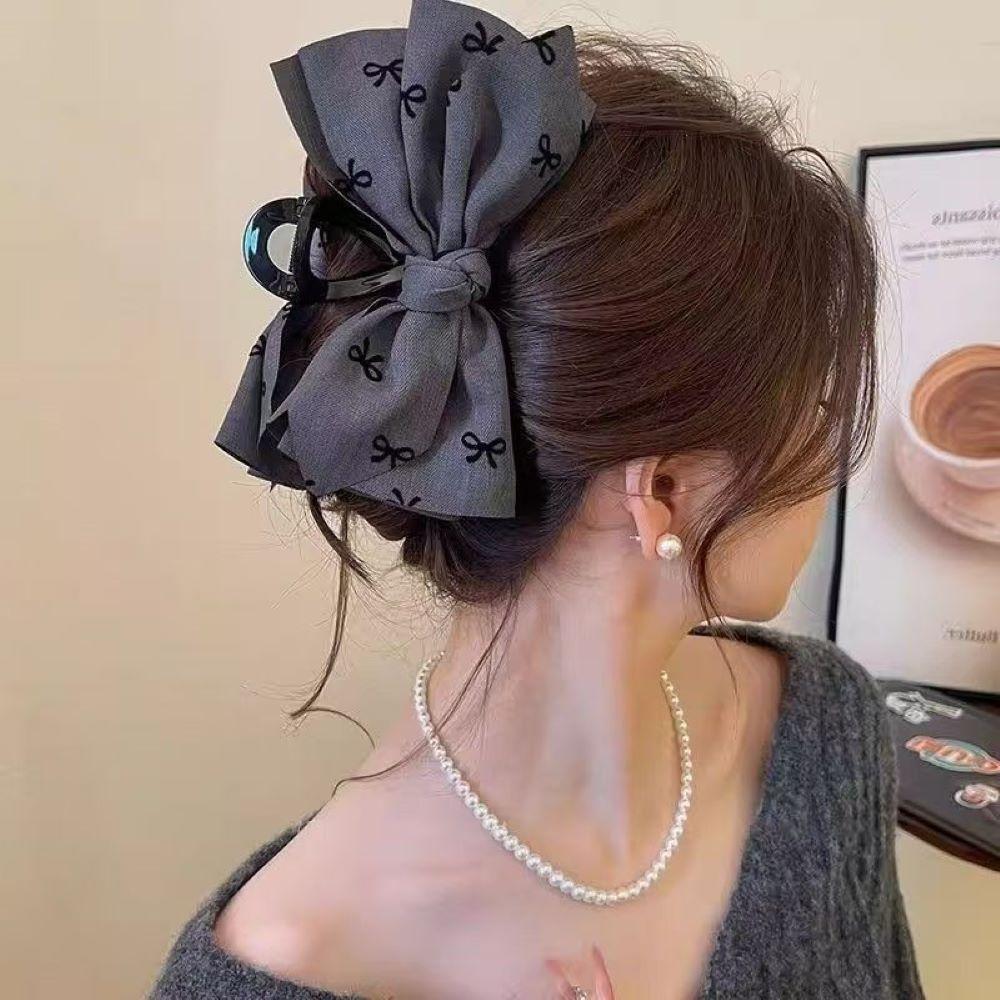 grey black bow hair accessories large Hair clip claw clip Hair accessary hair hooks hair bow cute things y2k accessories