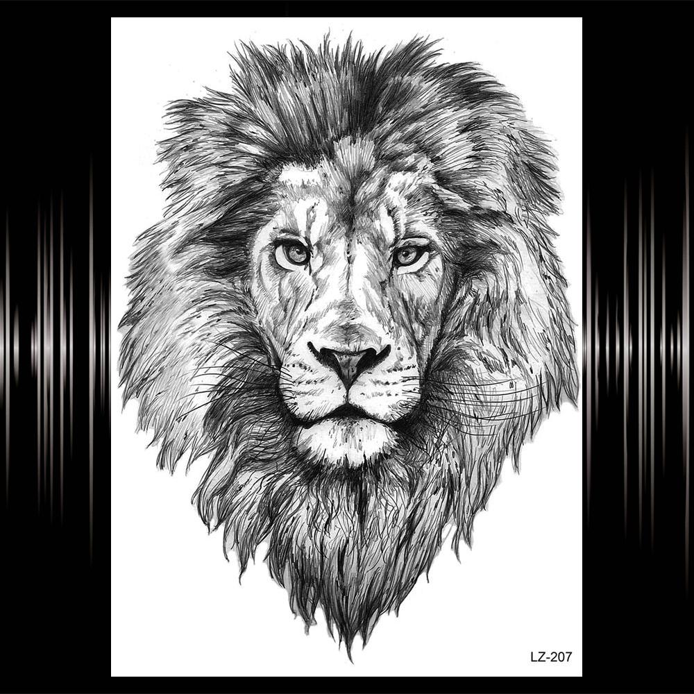 Watercolor Lion Tiger Temporary Tattoo For Women Men Atult Kid Realistic Fake Animal Tattoo Sticker Water Transfer Tatoos Thigh