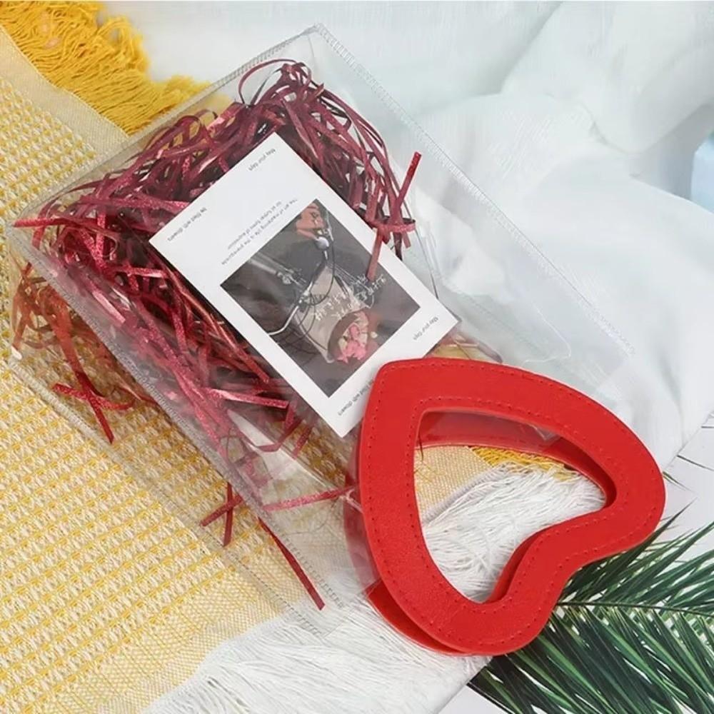 Transparent Hand Gift Bag with Heart Shape Handle Waterproof Shopping Bag Handbag PVC Tote Bag Gift Pouch Wedding Party Favors