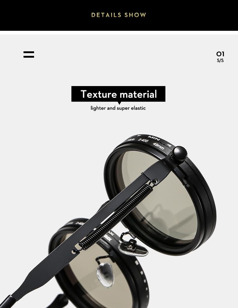 New Steampunk Outdoor Polarized Sunglasses with 9-Level Adjustable ND Filter