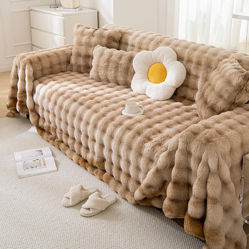 Thickened Gradient Color Plush Sofa Towel Non-Slip Plush Warm Cushion Winter New Plush Sofa Cover Cloth