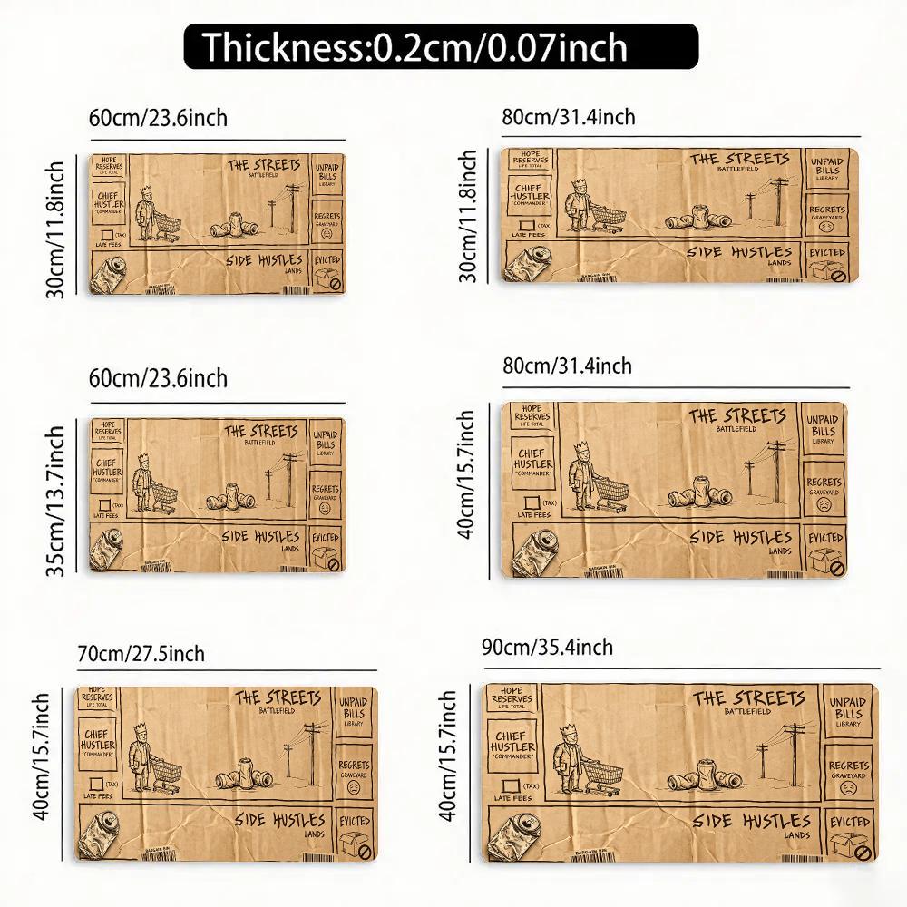 Vintage Worn Paper Street Sketch Card Game Playmat XXL Mousepad Stitched Edge Non-Slip Rubber Base Thick Wear For work Card game