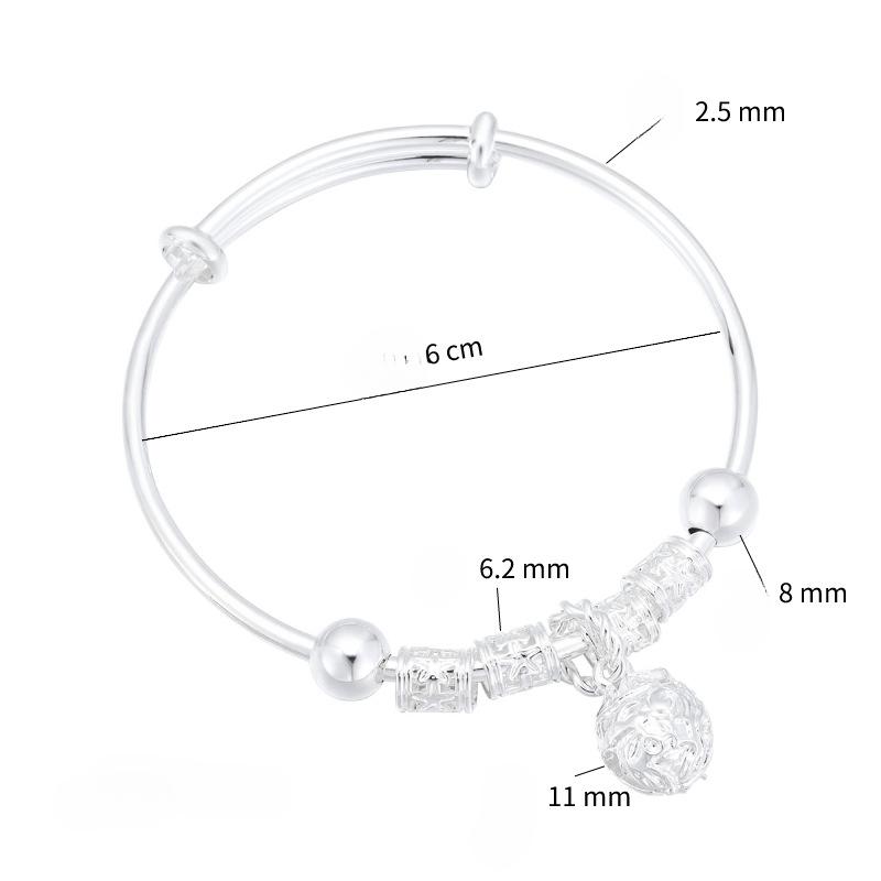 Fine Silver Color Hollow Bells Ball Bangles Adjustable Bracelets for Women Fashion Holiday Gifts Party Wedding Jewelry