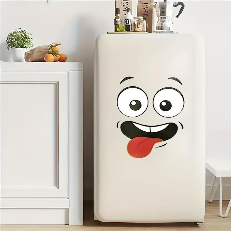4Pcs Cartoon Face Trash Can Stickers Self-Adhesive Waterproof Pvc Glossy Finish For Wall, Toilet, Refrigerator Indoor Outdoor