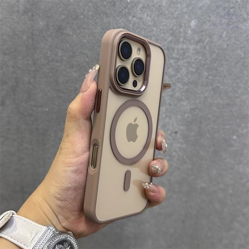 Applicable iPhone mobile phone case Gold shield Magnetic suction Apple 16 metal eagle eye transparent anti-drop protective cover
