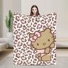 Leopard Hello Kitty Cartoon Blankets Coral Fleece Plush  Winter  Portable Lightweight Throw Blankets for Bed Outdoor Quilt