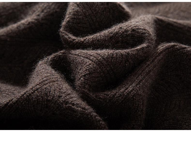 Women's Cashmere Knitted Suit with Chinese Stand Collar and Hollow Skirt, Perfect for Autumn/Winter.