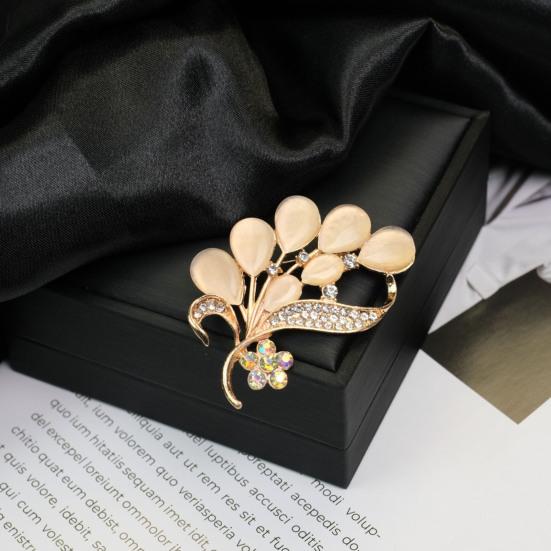 Brosche Retro-Stil Rundes Florales Design Reversnadel mit gefälschtem Opal eingelegt Pullover Kragen Hüte Taschen Mäntel Schals Abzeichen Outfit-Accessoire