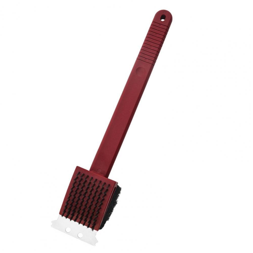 

Щетка для чистки барбекю, губка из медной проволоки, лопатка для чистки духовки, гриля для барбекю, длинная ручка, 3 в 1, угловая щетка из медной проволоки, инструмент для барбекю красный