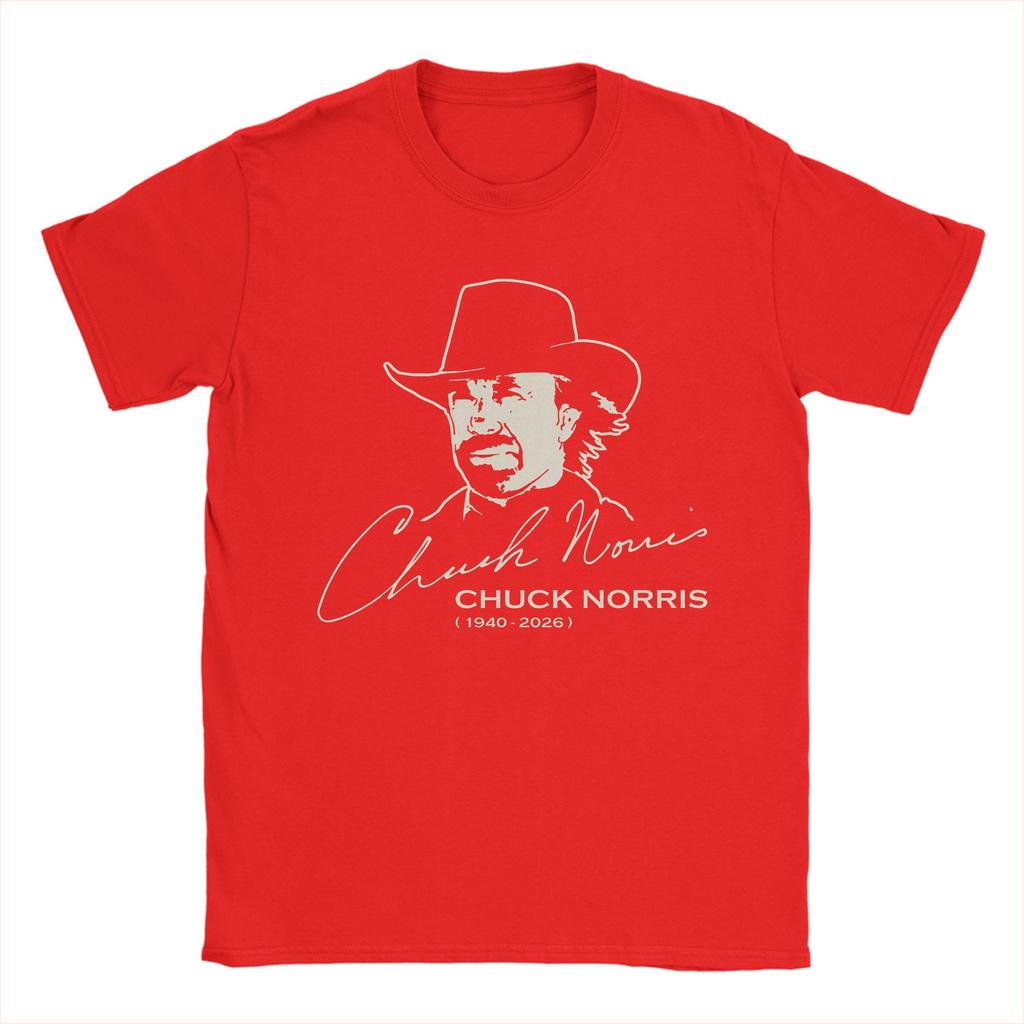 Magliette da uomo RIP Chuck Norris 100% Cotone Top Estive Streetwear Manica Corta Girocollo Divertenti Casual