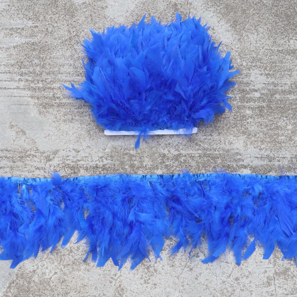 

1М 10-15СМ Отделка Бахромой из Перьев Индейки Синий Марабу Плюмас Лента для Поделок Шитья Одежды Украшения Свадебного Платья Аксессуары 1meter королевский синий