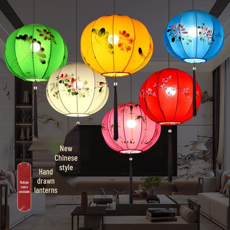Chinese Style Outdoor Waterproof Colorful Round Lanterns for Scenic Spots and Restaurants
