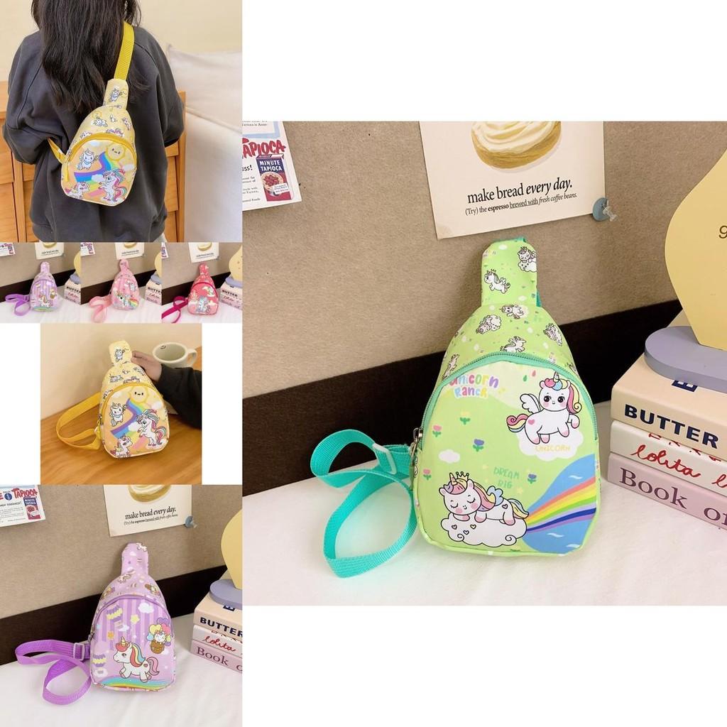Adorable Gender Neutral Kids Chest Bag Stylish Cartoon Print Sling Backpack For Preschool
