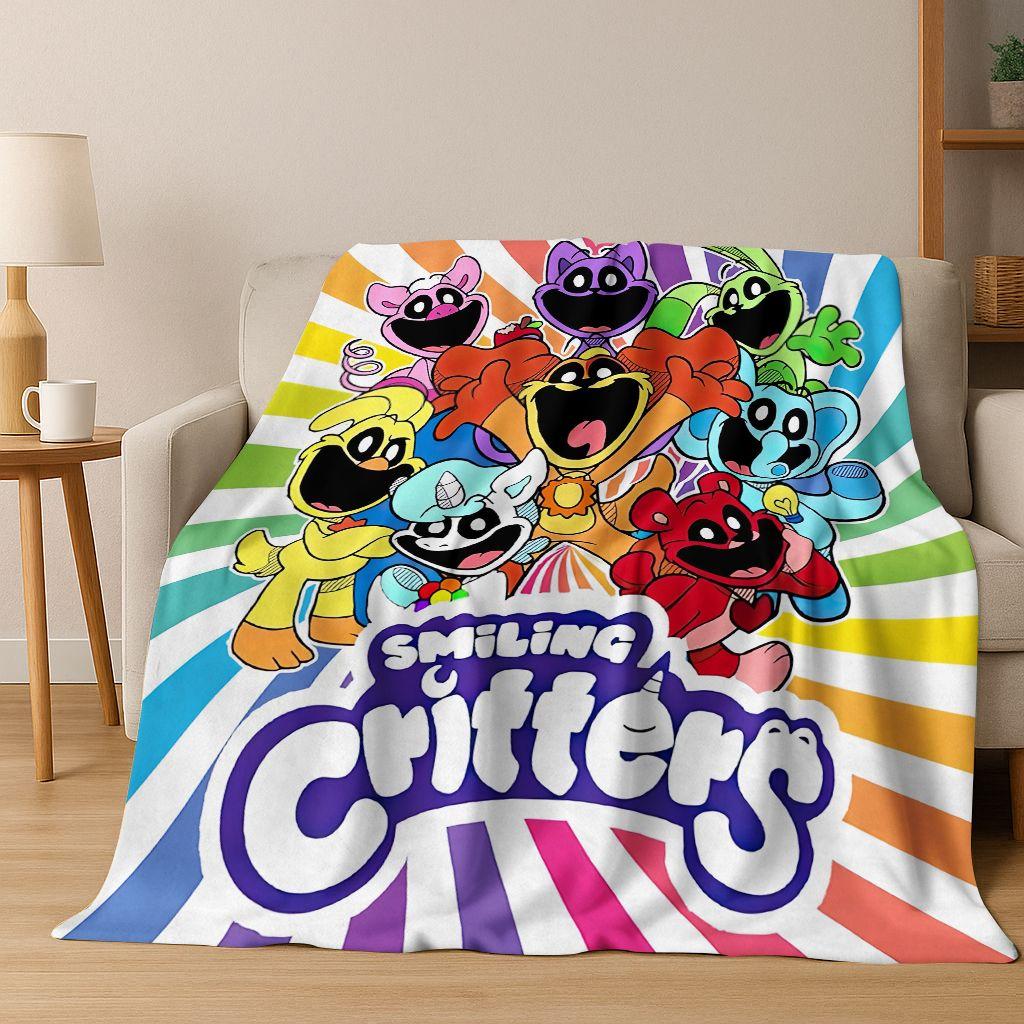 Cartoon S-Smiling C-Critters Craftycorn Catnap Art Flannel Blanket,Cozy Soft Throw Blanket for Home Bedroom Bed Sofa Cover Gift