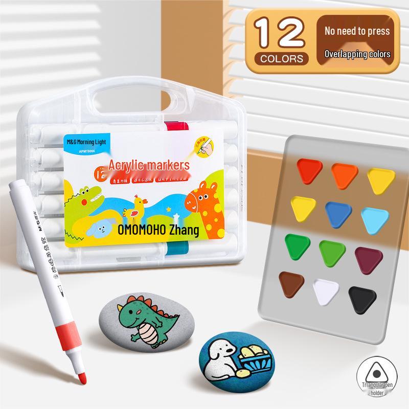 Chen MG Non-Bleeding Light Acrylic Triangular Barrel Marker for Primary School Students