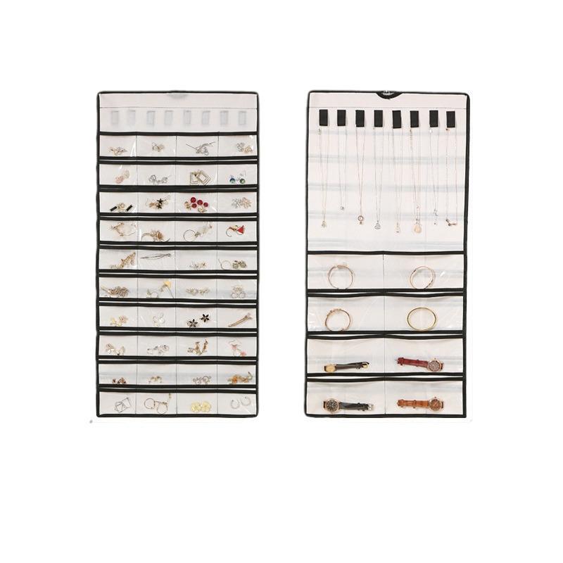 Dual-sided Non-woven Jewelry Organizer: 80-compartment Wall-mounted Bag for Earrings & Necklaces