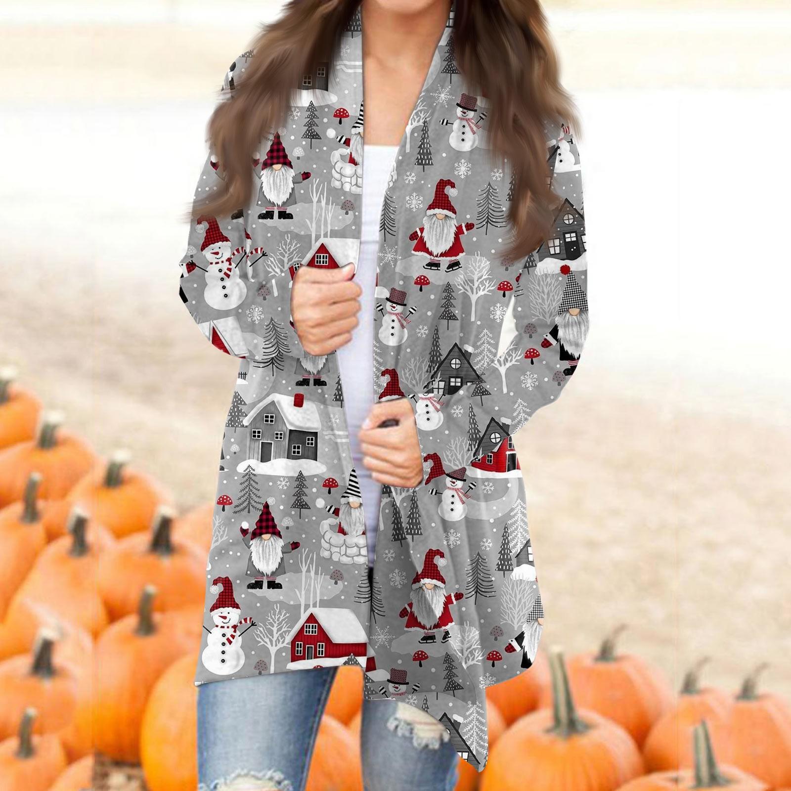 

Женский осенний кардиган, женский кардиган с длинным рукавом и принтом спереди, легкая модная повседневная куртка S