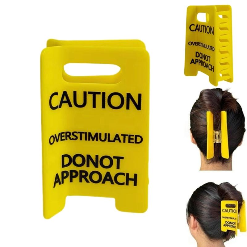 2 Pièces Pince à Cheveux Panneau d'Avertissement pour Enfants Surstimulés Épingle à Cheveux Sûre Poignée Antidérapante Légère Facile à Nettoyer