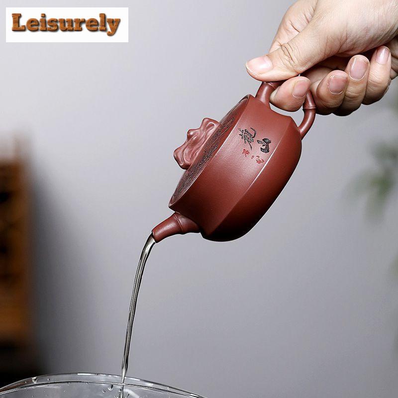 140ml Vintage Yixing Purple Clay Teapots Handmade Pot Raw Ore Dragon's Blood Sand Mud Kettle With Filter Zisha Tea Set Supplies