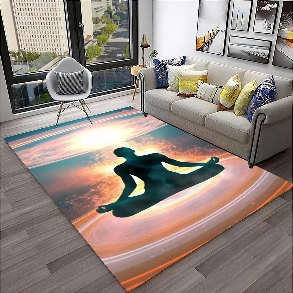 Naturalize Yoga Meditation Floor Mat with Rainbow 7 Chakra Design Soft Non-Slip Carpet for Living Room Stylish Rug for Bedroom