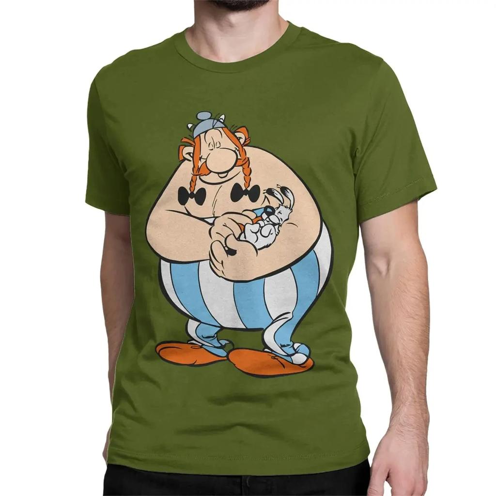 2025 Vintage Obelix and Dogmatix Asterix T-Shirt for Men Women Cotton T Shirt Anime Cartoon Short Sleeve Tees Gift Idea Clothing