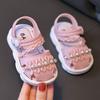 Girls' Sandals, Floral Open Toed Sandals, Fashionable, Simple and Versatile Style, Lightweight, Breathable, Thick Bottom, Teenagers' Slippers
