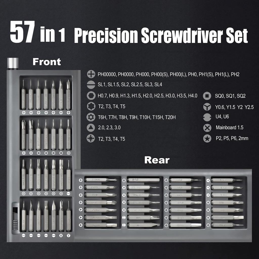 EZARC Precision Screwdriver Repair Kit with Magnetic Special Screwdrivers for Disassembly and Compatible with and More Set, 57-in-1, Multi-Function
