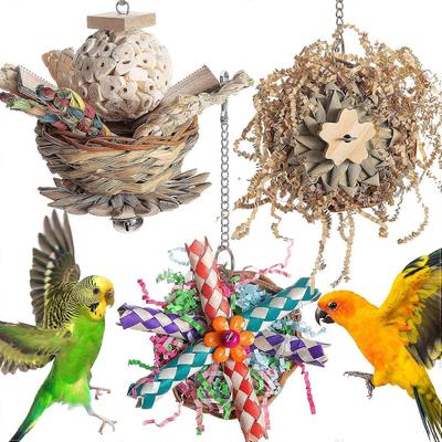 3 Stück Vogelspielzeug Reiß-Cluster Papagei Futter-Knabberspielzeug Zerreißen von Papier für Zähne Blöcke Gras Käfig Hängespielzeug Haustier Zähne Schleifspielzeug