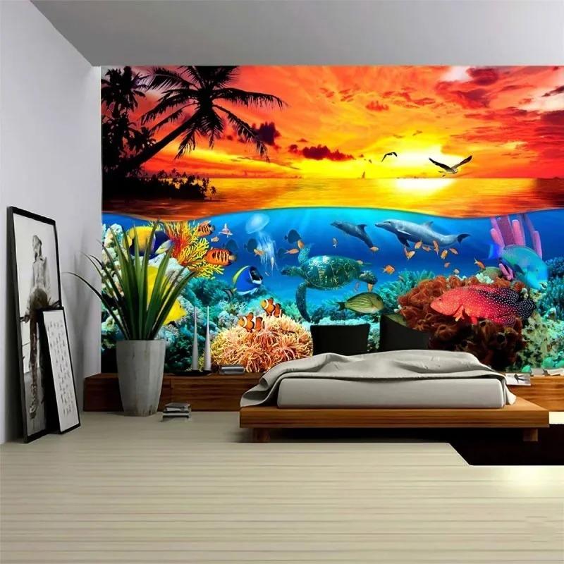 Fantasy Ocean World Animal Wall Hanging Bedroom Decorative Tapestry Curtain Background Room Decorative Art Tapestry