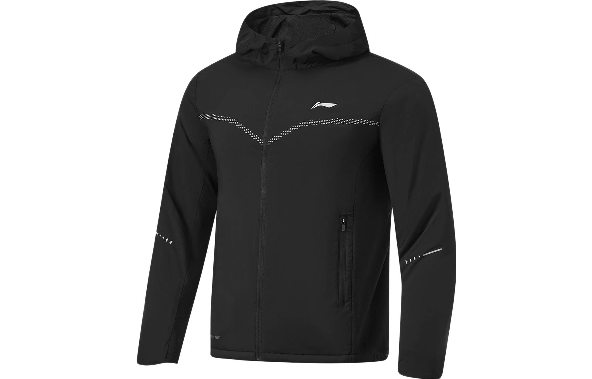 Li Ning Running Collection Puffer Jackets Men s Black Hooded Moderate Puffer Jacket AFMT009-1 XL