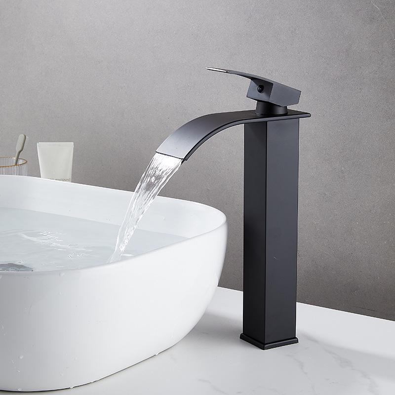 Heiß- und Kaltwasser-Wasserfallhahn mit Kupferkern für Waschbecken & Arbeitsplatte