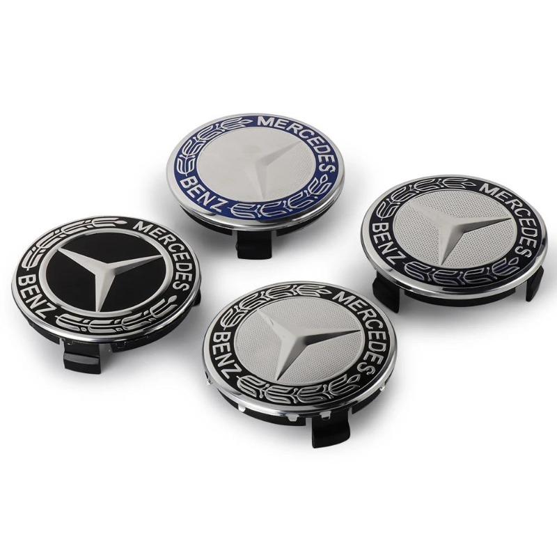 4 Stück/Los 75mm Radnabenkappe Emblem Abzeichen für Mercedes Benz C180 C200 E200 E260 E300 ML350 A1714000025 W230 W210 W211 W221 W219