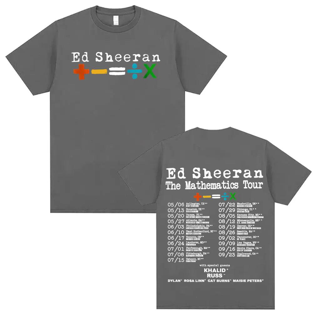 Summer Ed Sheeran Mathematics Tour Graphic Men Women Harajuku Retro 90s Hip Hop 100% Pure Cotton Printed T-shirt