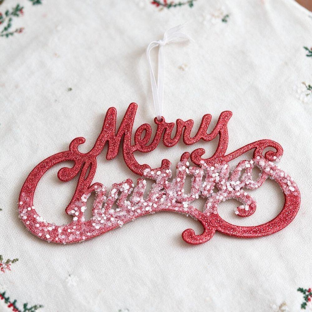 Glitter Christmas Merry Letter Sign Dazzling Xmas Tree Hanging Ornament Wreath