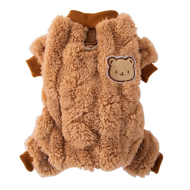 Autumn and Winter Cute Bear Twist Texture Can Be Traced Four-legged Fleece Coat Cat Warm Pet Cat Clothes