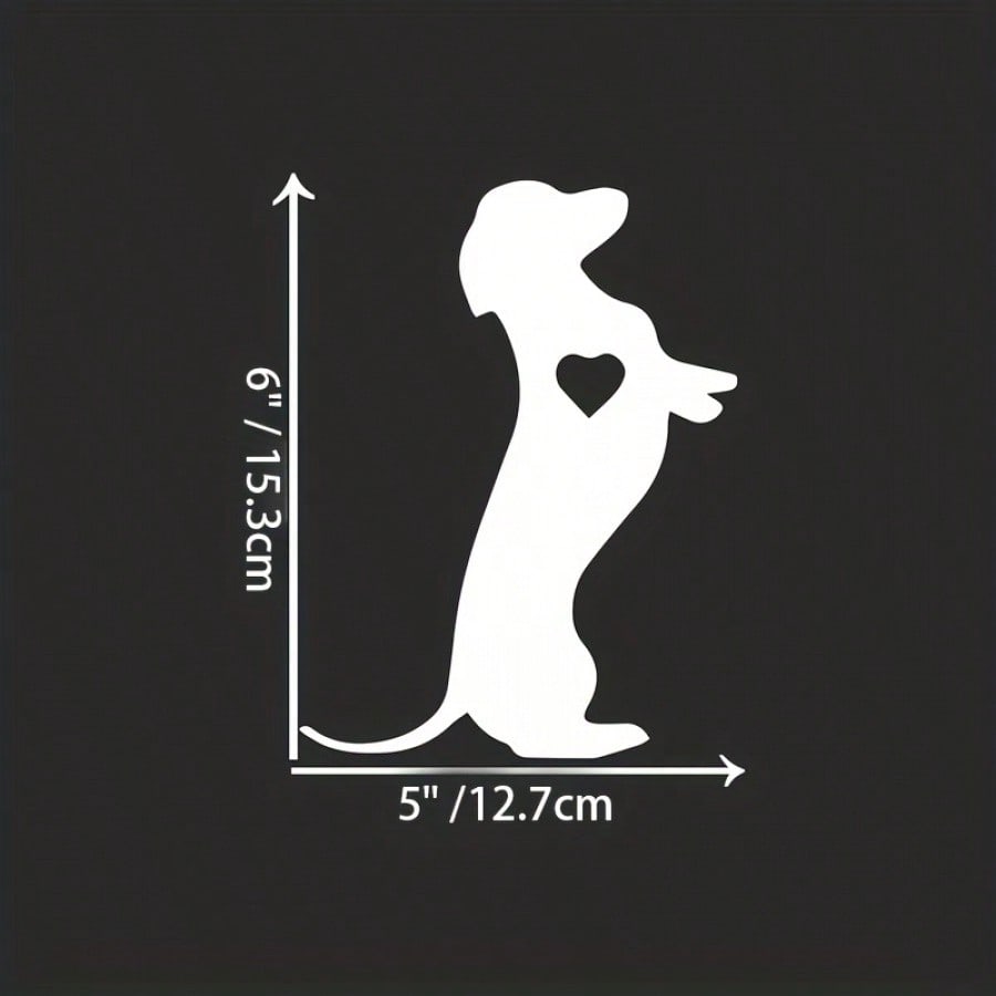 Dachshund Heart Shape Silhouette Vinyl Sticker For Car, Truck, Laptop, 6 Inch/15.3cm White Reflective Carving Decal, Stickers, Wall Decal, Vinyl Decal