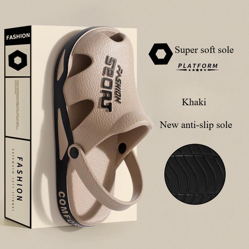 Summer Men's Fashion Hollow Sandals Breathable Trendy Garden Slippers for Men Anti-Slip Home Shower Shoes Men Beach Pool Slides