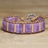 Lepidagger Tube Bead Leather Wrap Bracelet – Rose Gold Brown Boho Cuff, Calm Meditation Gift for Women