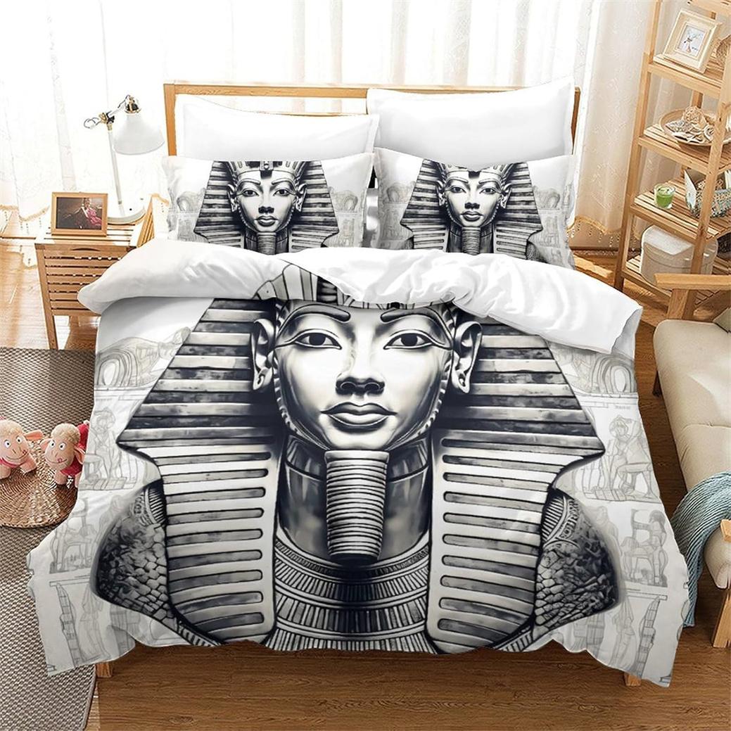 Flylo Unisex 2Pcs Set Egyptian Bedding Set Double Quilt Cover Ancient Egyptian Civilization Duvet Cover Textiles African Bedding Set With Zip