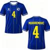 Men's Comfortable Sports Football T-Shirt, Featuring a Blue Base with a Signature Print Design of a Football Star