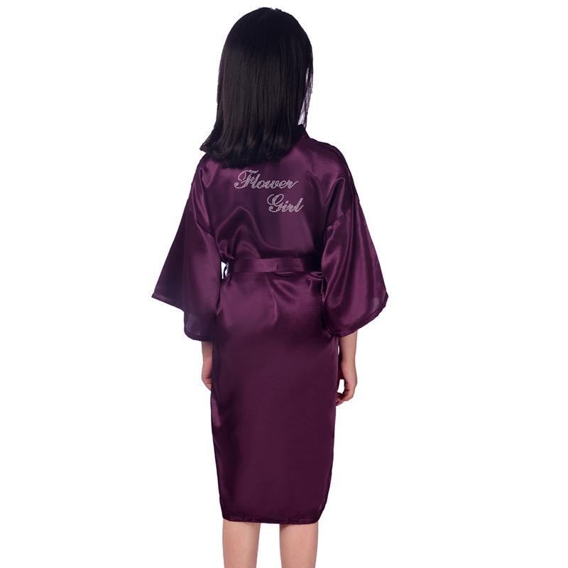 Hot Diamond Flower Girl Wedding Makeup Morning Robe Diamond Flower Girl Solid Color Long Cardigan Robe Can Be Worn Outside