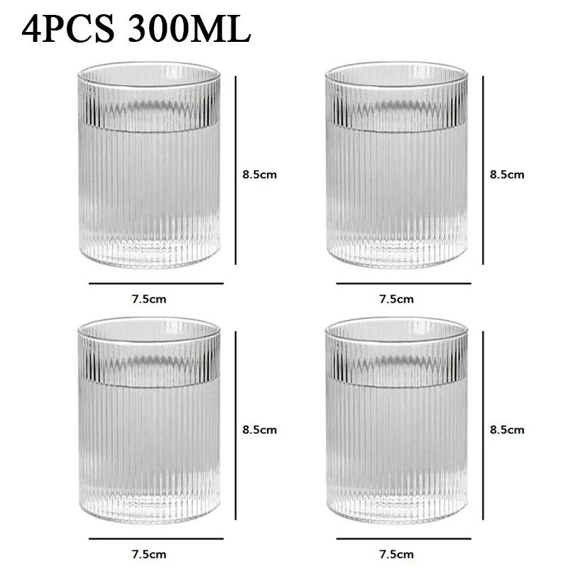 1/2/4/6pcs Vertical Pattern Cup Creative Japanese Glass Wine Juice Drink Coffee Handmade Clear Drinkware Shot Glasses Whiskey