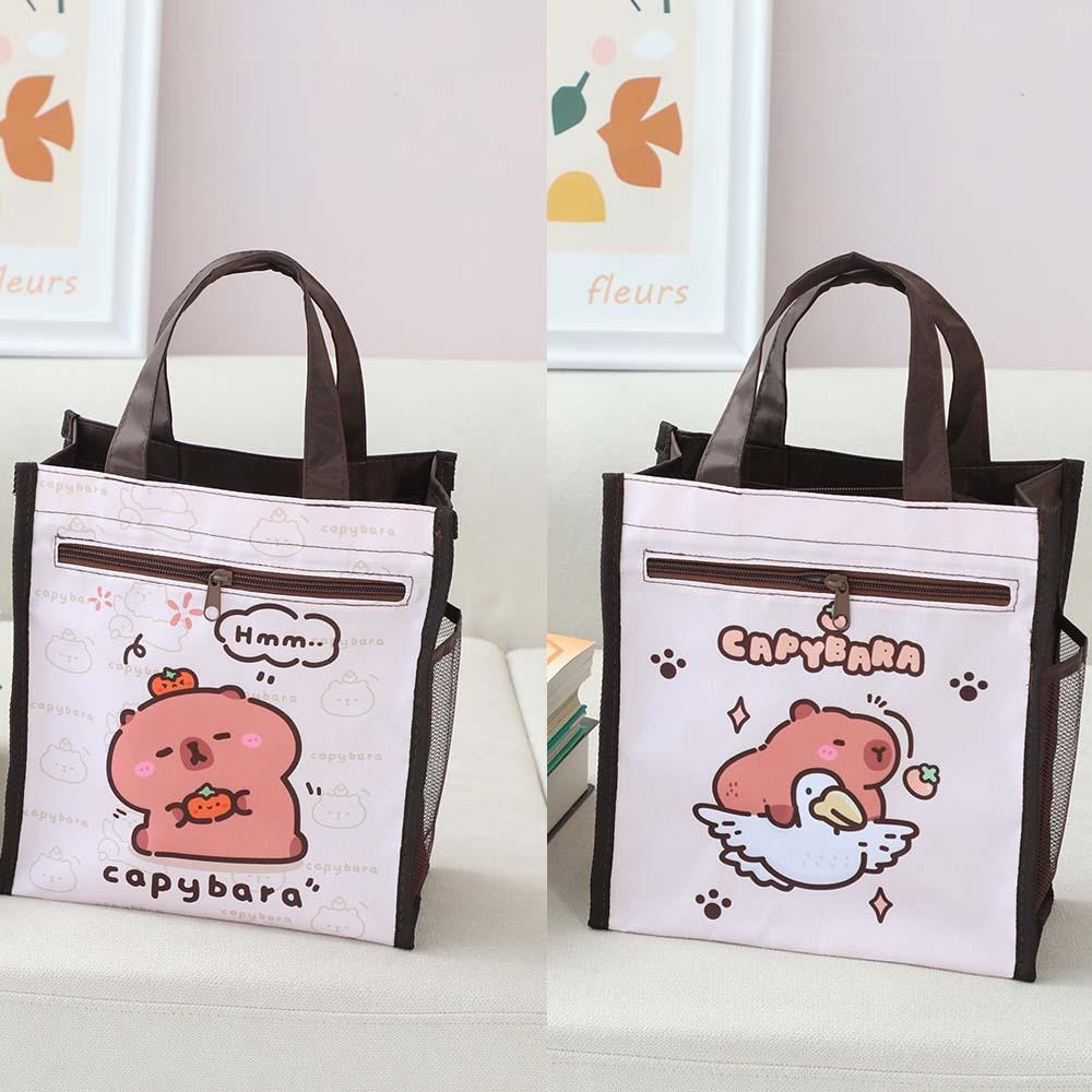 

Double Layered Children Tutoring Bag Large Capacity Cartoon Storage Bag Capybara Handbag Daily Style3