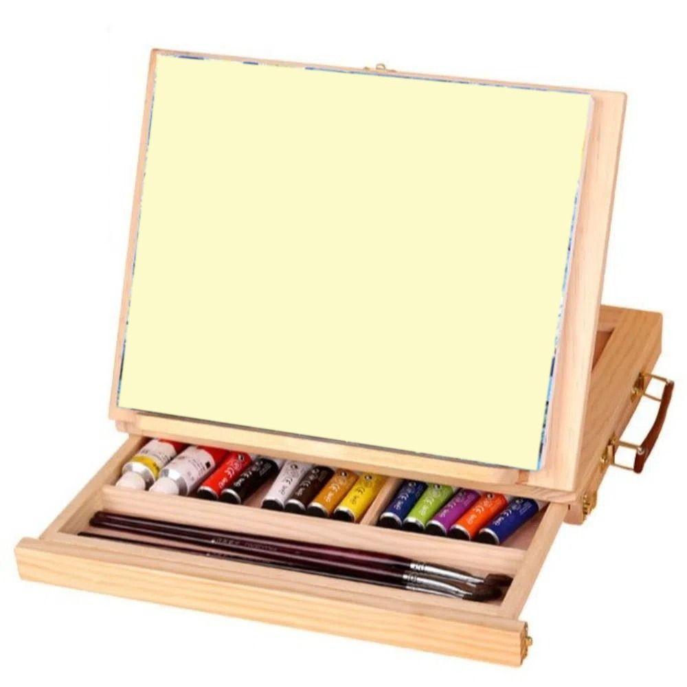 Beech Wood Portable Wooden Table Easel Multifunction Oil Paint Easel Folding Easel  For Artists
